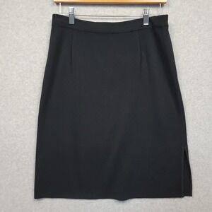 PLEIN AIR Black Acrylic Knit Pencil Skirt with Side Slit Women's Medium Korean